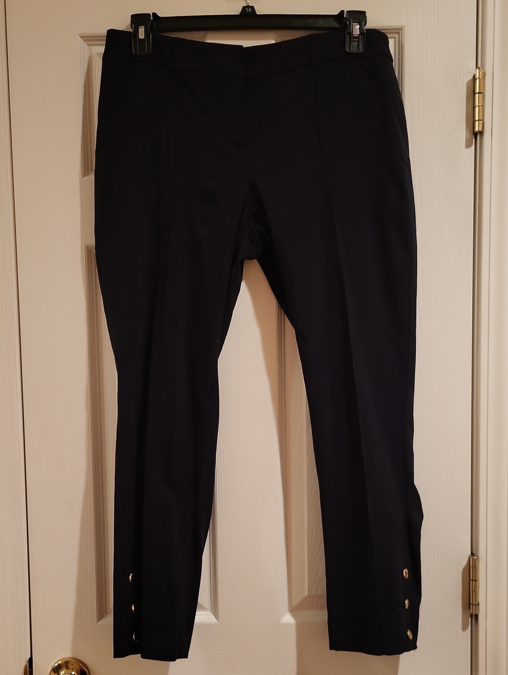 Style & Co. Black Cropped Stretch Pants Button Hem Size 12